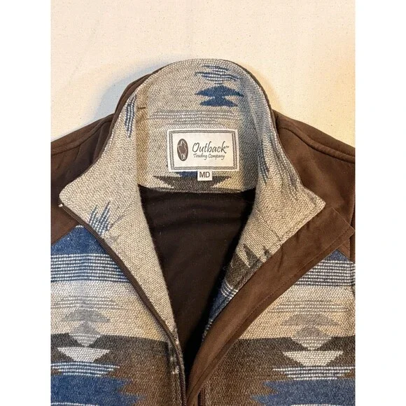 Vintage Aztec Wool Vest Pull Over-Size M Outback Trading Co. Western Wear Aztec - Picture 5 of 14